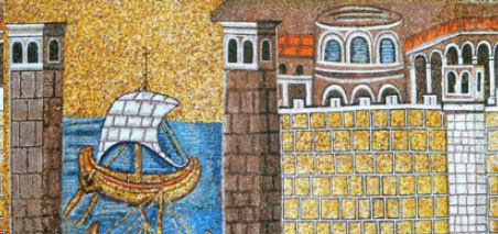 Mosaico del porto di Classe e della citt&agrave; di Ravenna